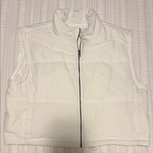 Women's Cropped White Puffer Vest